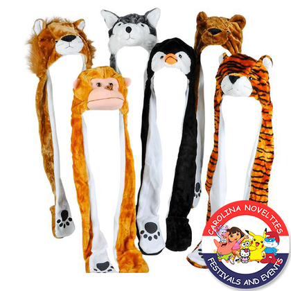 35" PLUSH ANIMAL HAT MIX WITH LONG PAWS 