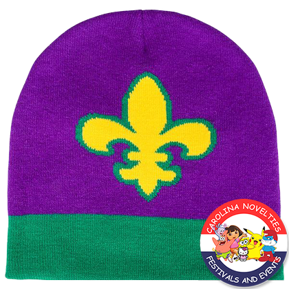 MARDI GRAS FLEUR DE LIS BEANIE HAT