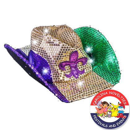 LIGHT-UP MARDI GRAS COWBOY HAT 