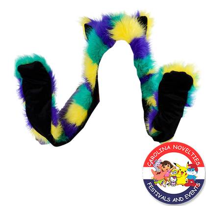 35" MARDI GRAS FURRY SCARF HAT 