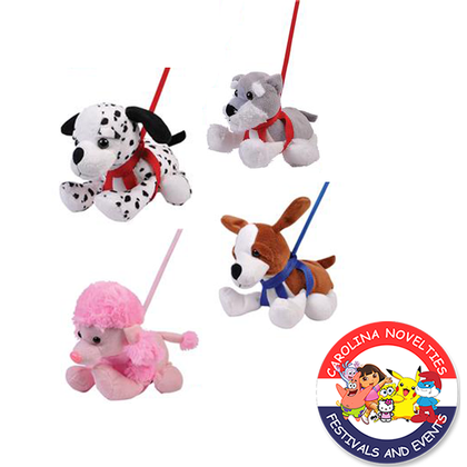 PLUSH DOG WITH LEASH 