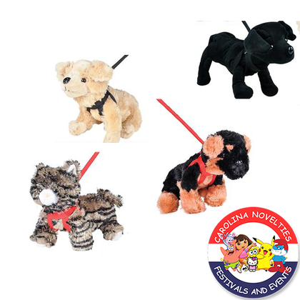 ASSORTED PET WITH LEASH PLUSH